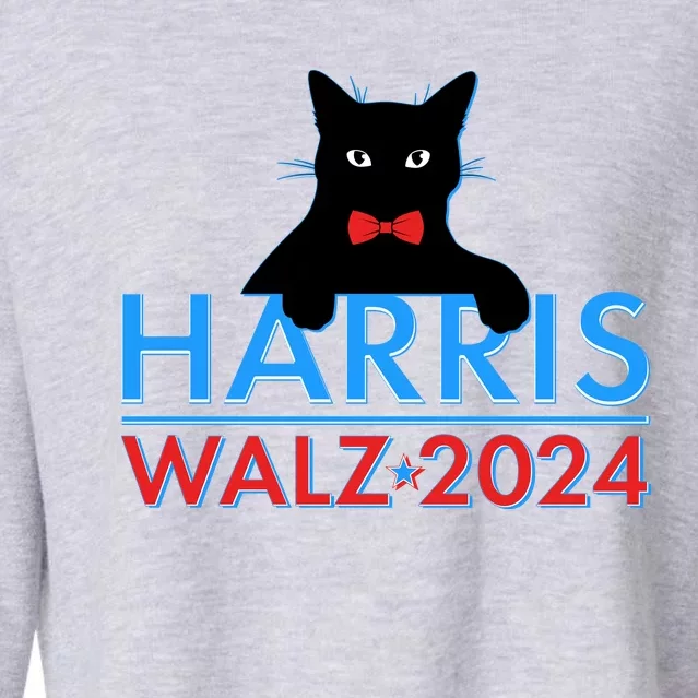 Funny Cute Kamala Harris Tim Walz 2024 Cat Cropped Pullover Crew