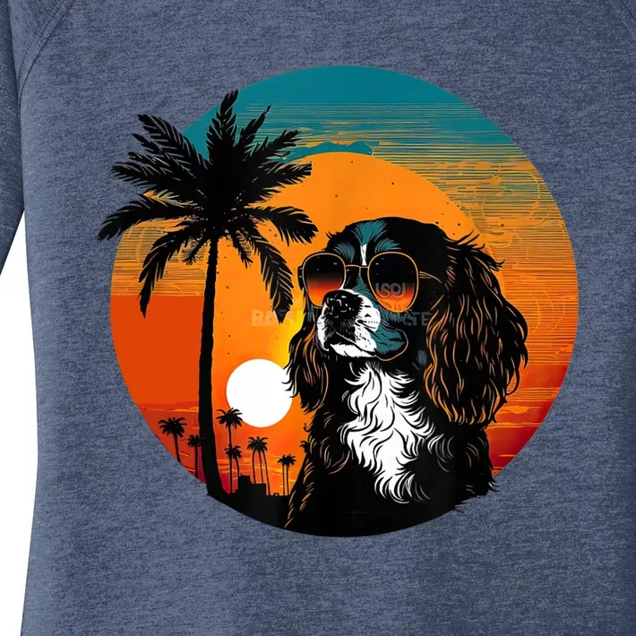 Funny Cavalier King Charles Spaniel Cute Cool Sunglasses Women's Perfect Tri Tunic Long Sleeve Shirt