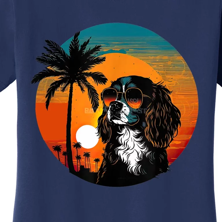 Funny Cavalier King Charles Spaniel Cute Cool Sunglasses Women's T-Shirt