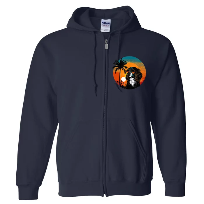 Funny Cavalier King Charles Spaniel Cute Cool Sunglasses Full Zip Hoodie