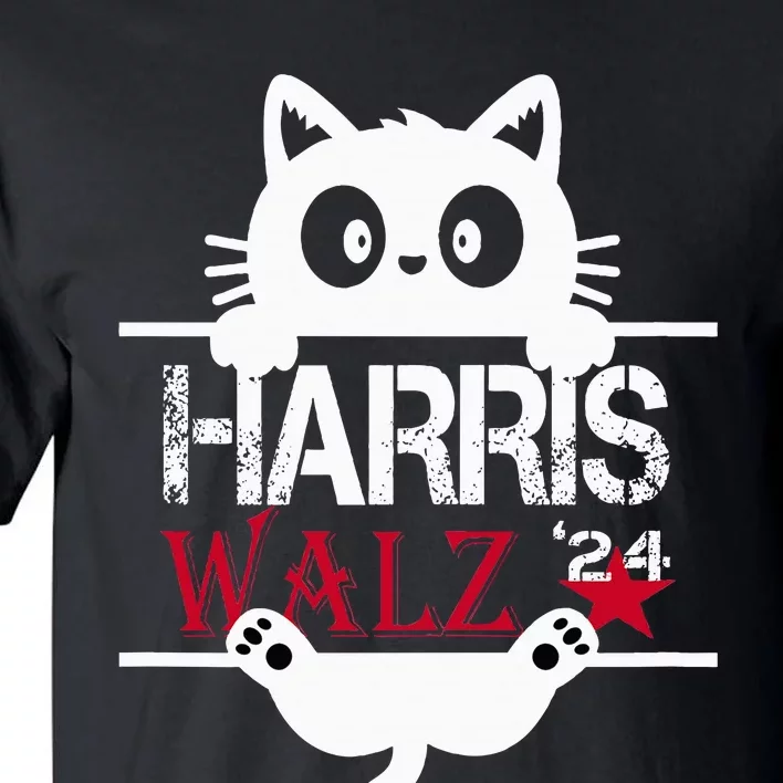 Funny Cat Kamala Harris Walz Us 2024 Elections Tall T-Shirt