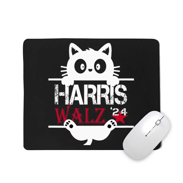 Funny Cat Kamala Harris Walz Us 2024 Elections Mousepad