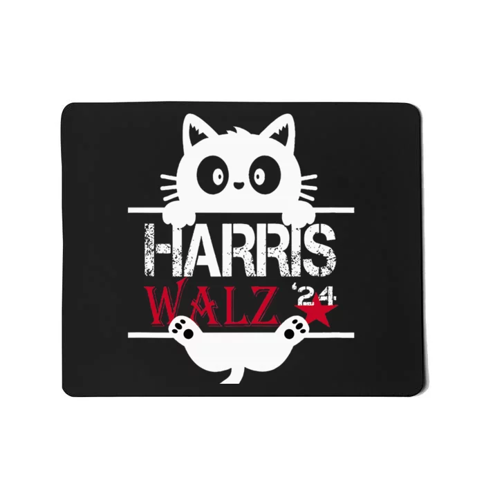 Funny Cat Kamala Harris Walz Us 2024 Elections Mousepad