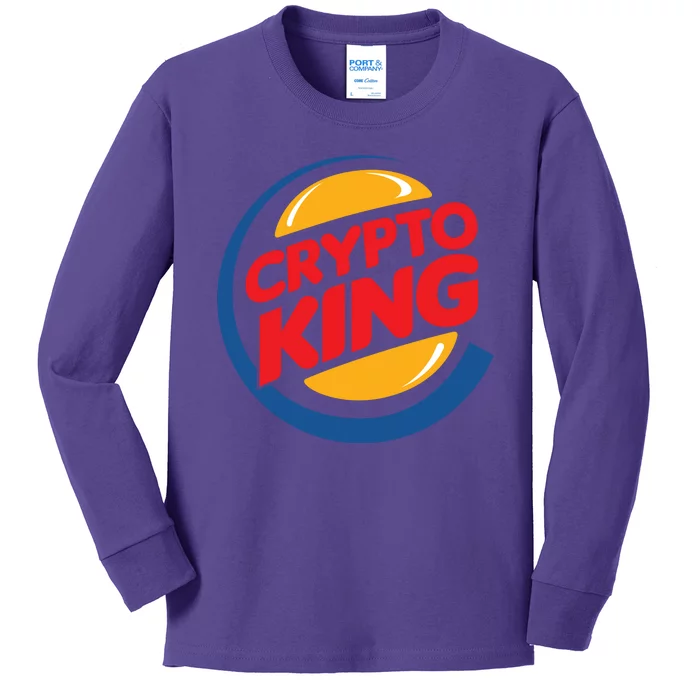 Funny Crypto King Logo Kids Long Sleeve Shirt