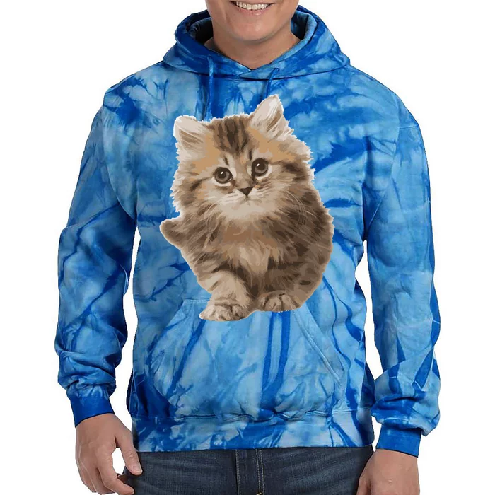 Fluffy Cute Kitten Nice Gift International Cat Day Meaningful Gift Tie Dye Hoodie