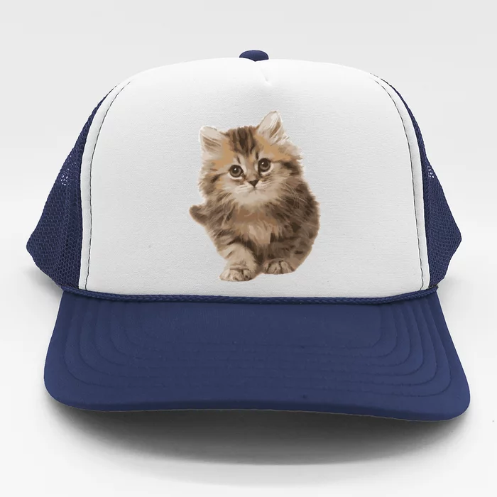 Fluffy Cute Kitten Nice Gift International Cat Day Meaningful Gift Trucker Hat