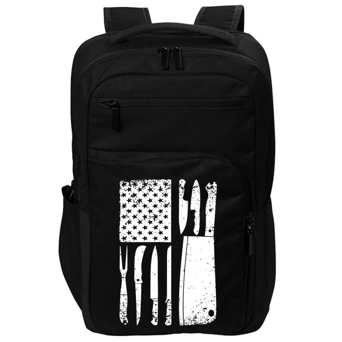 Funny Chef Knife American Flag Design For Men Women Patriot Impact Tech Backpack