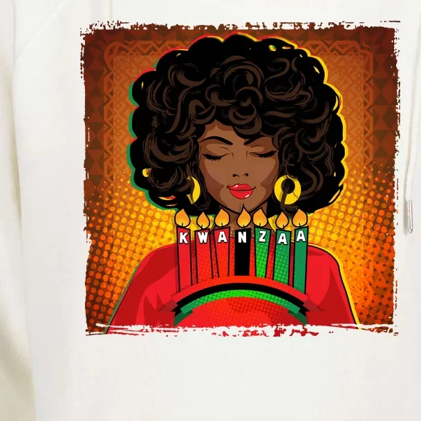 Festive Celebrate Kwanzaa Black African American Woman Womens Funnel Neck Pullover Hood