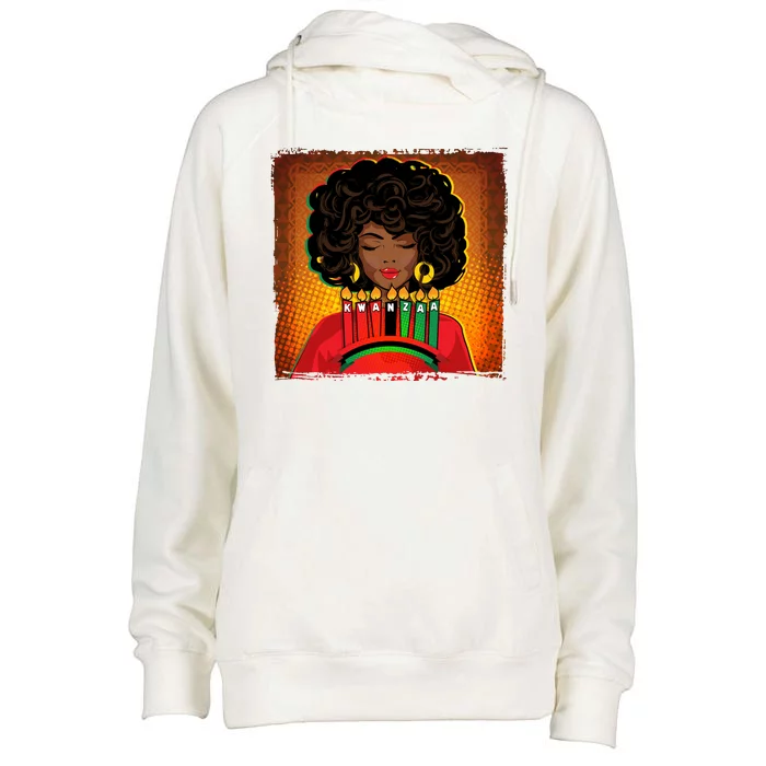 Festive Celebrate Kwanzaa Black African American Woman Womens Funnel Neck Pullover Hood