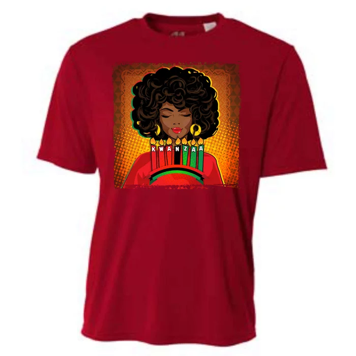 Festive Celebrate Kwanzaa Black African American Woman Cooling Performance Crew T-Shirt