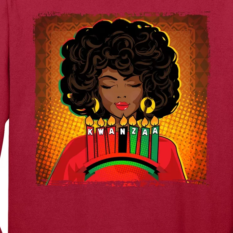 Festive Celebrate Kwanzaa Black African American Woman Long Sleeve Shirt