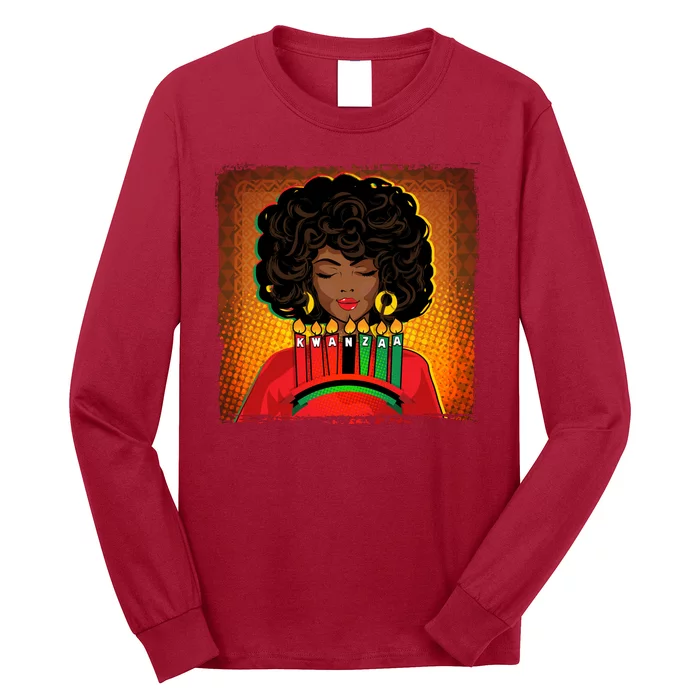 Festive Celebrate Kwanzaa Black African American Woman Long Sleeve Shirt