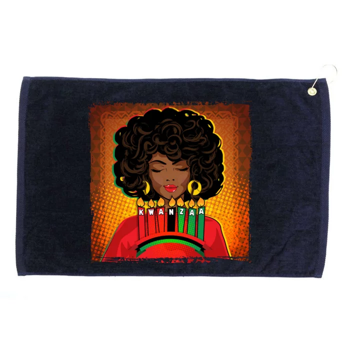 Festive Celebrate Kwanzaa Black African American Woman Grommeted Golf Towel