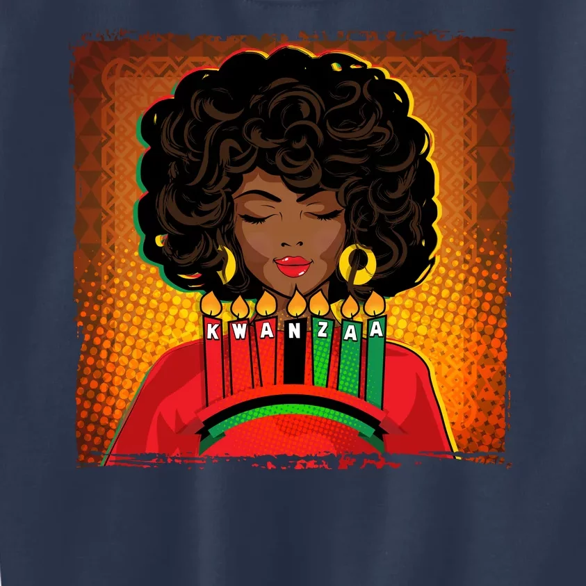 Festive Celebrate Kwanzaa Black African American Woman Kids Sweatshirt