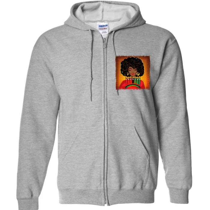 Festive Celebrate Kwanzaa Black African American Woman Full Zip Hoodie