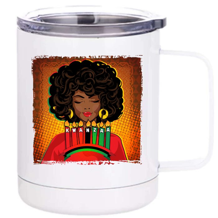 Festive Celebrate Kwanzaa Black African American Woman Front & Back 12oz Stainless Steel Tumbler Cup