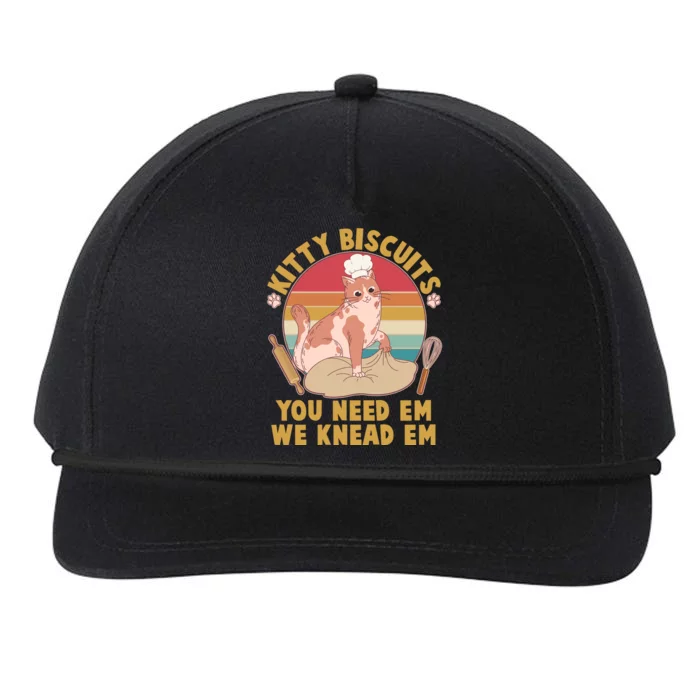 Funny Cute Kitty Biscuits You Need Em We Knead Em Snapback Five-Panel Rope Hat