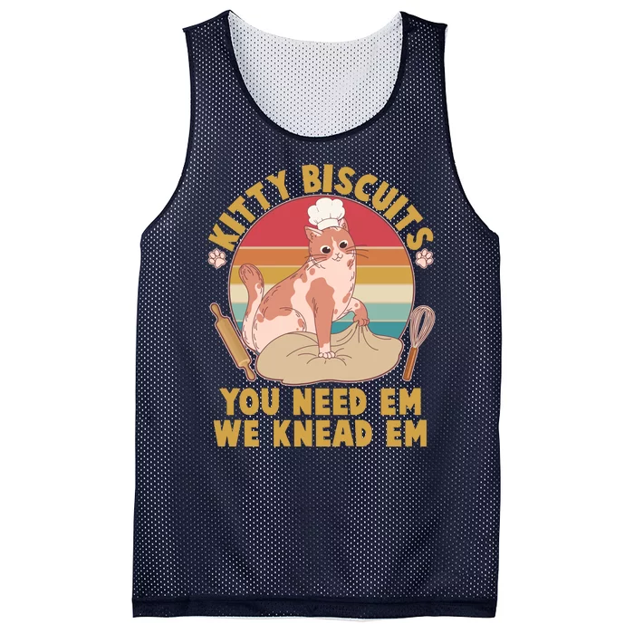 Funny Cute Kitty Biscuits You Need Em We Knead Em Mesh Reversible Basketball Jersey Tank