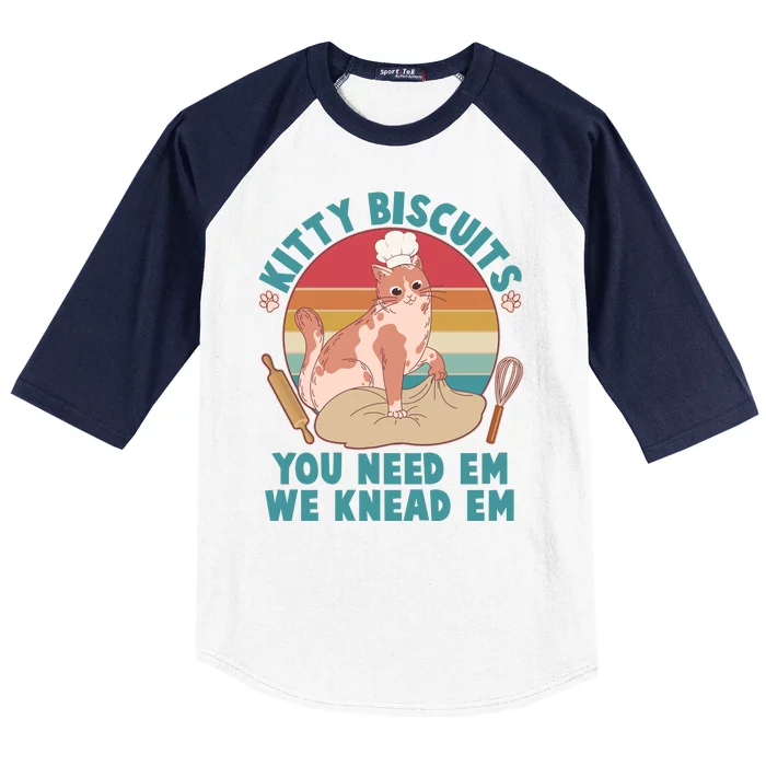 Funny Cute Kitty Biscuits You Need Em We Knead Em Baseball Sleeve Shirt