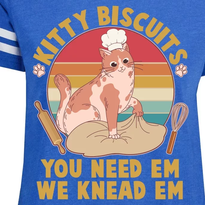 Funny Cute Kitty Biscuits You Need Em We Knead Em Enza Ladies Jersey Football T-Shirt