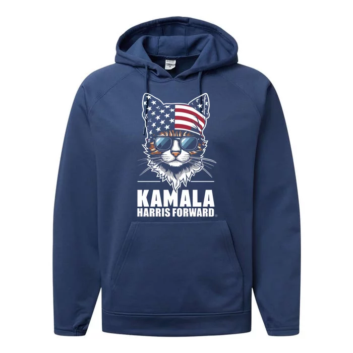 Funny Cat Kamala Harris Forward Cool Gift Performance Fleece Hoodie