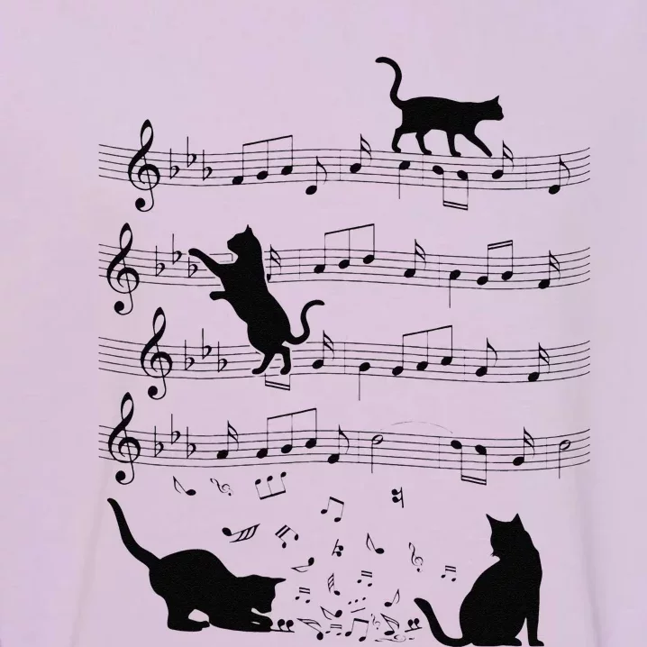 Funny Cat Kitty Playing Music Note Clef Piano Musician Art Garment-Dyed Sweatshirt