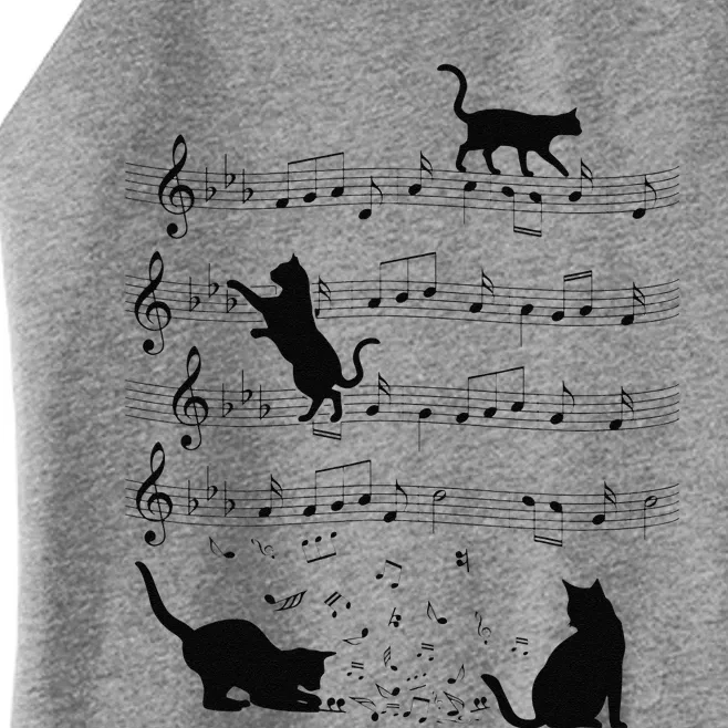 Funny Cat Kitty Playing Music Note Clef Piano Musician Art Women’s Perfect Tri Rocker Tank