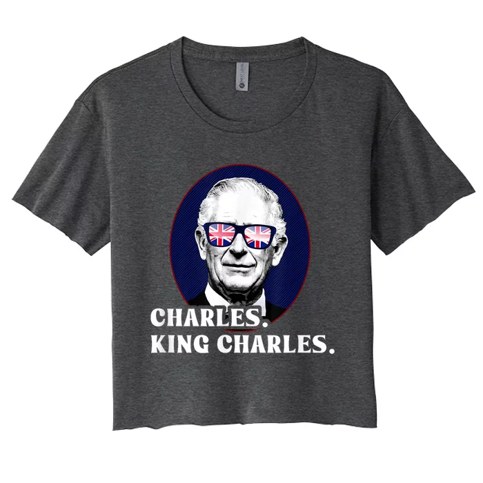 Funny Charles King Charles Of His Majesty & Union Jack Women's Crop Top Tee