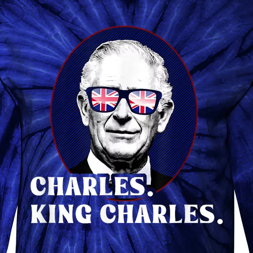 Funny Charles King Charles Of His Majesty & Union Jack Tie-Dye Long Sleeve Shirt