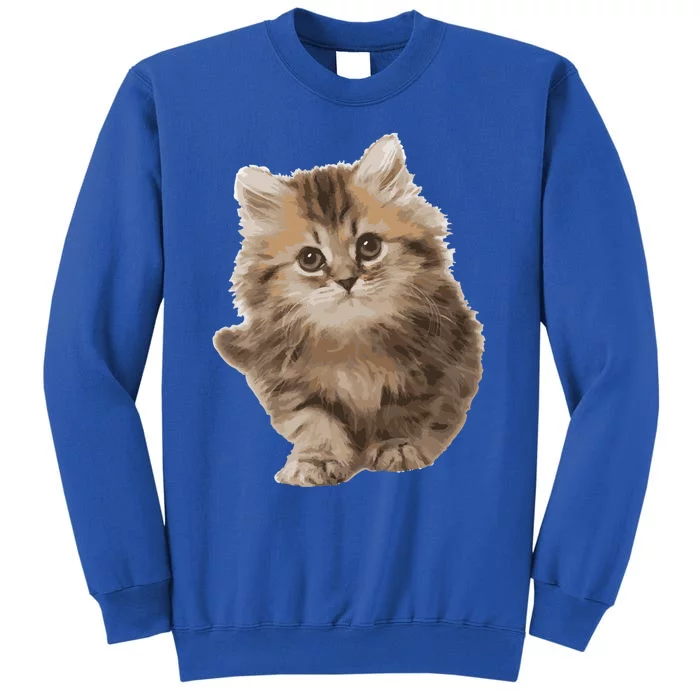 Fluffy Cute Kitten Nice Gift International Cat Day Great Gift Tall Sweatshirt