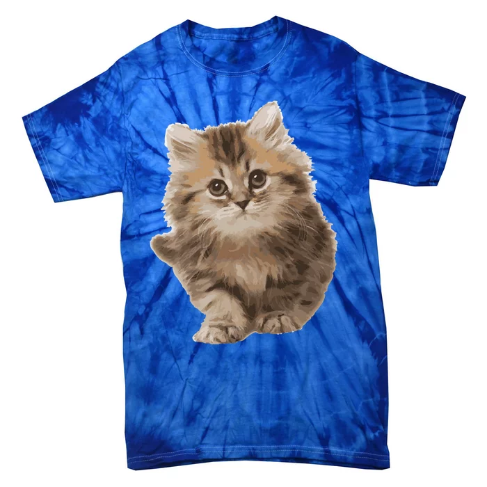 Fluffy Cute Kitten Nice Gift International Cat Day Great Gift Tie-Dye T-Shirt