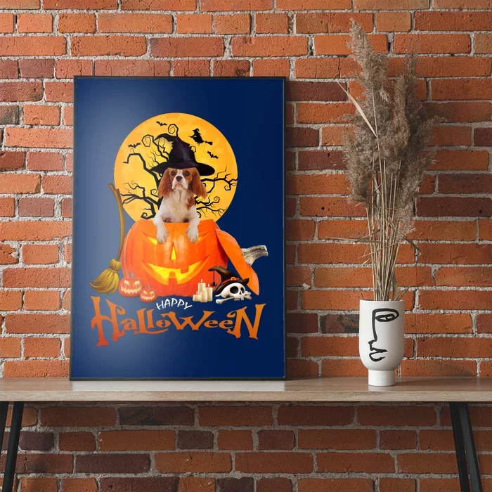 Funny Cavalier King Dog Spooky Halloween Poster