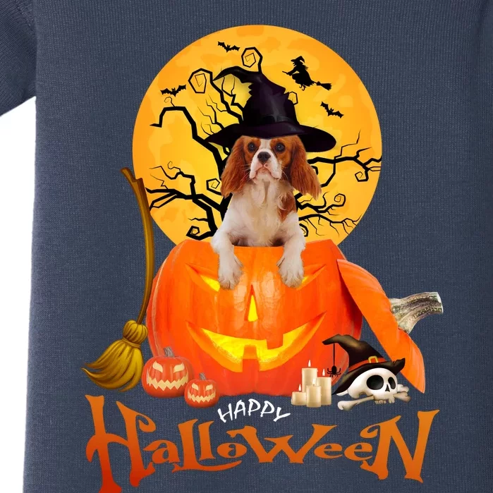 Funny Cavalier King Dog Spooky Halloween Baby Bodysuit