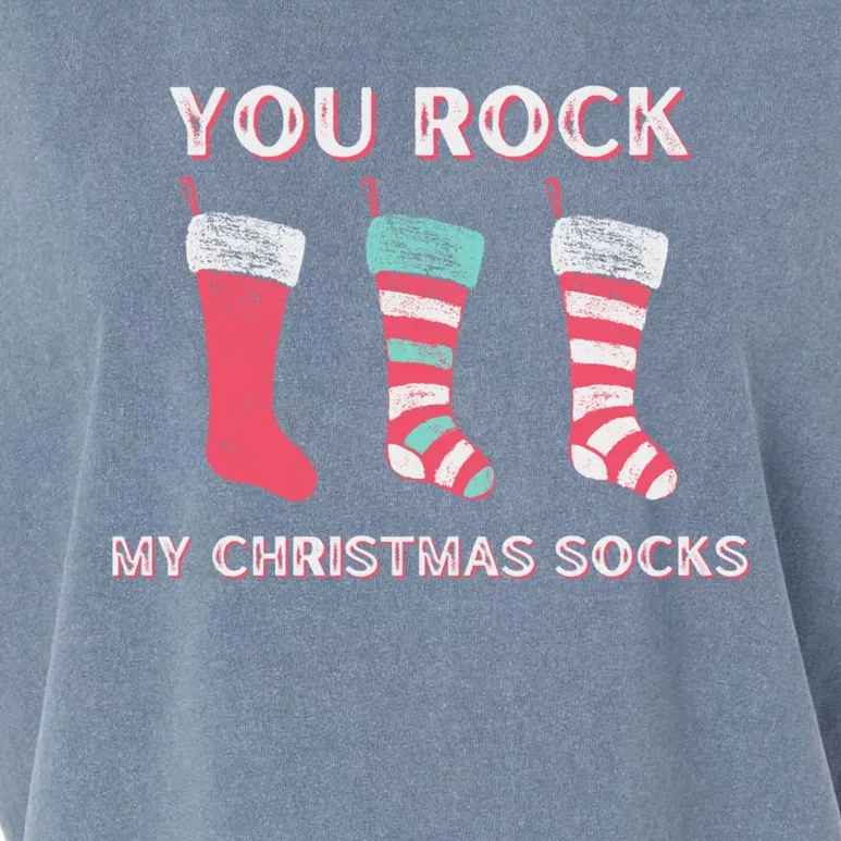 Funny Christmas LoverS Quotes Rock My Christmas Socks Gift Garment-Dyed Women's Muscle Tee