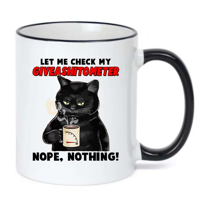 Funny Cat Let Me Check My GiveAShitOMeter Nope Nothing Black Color Changing Mug