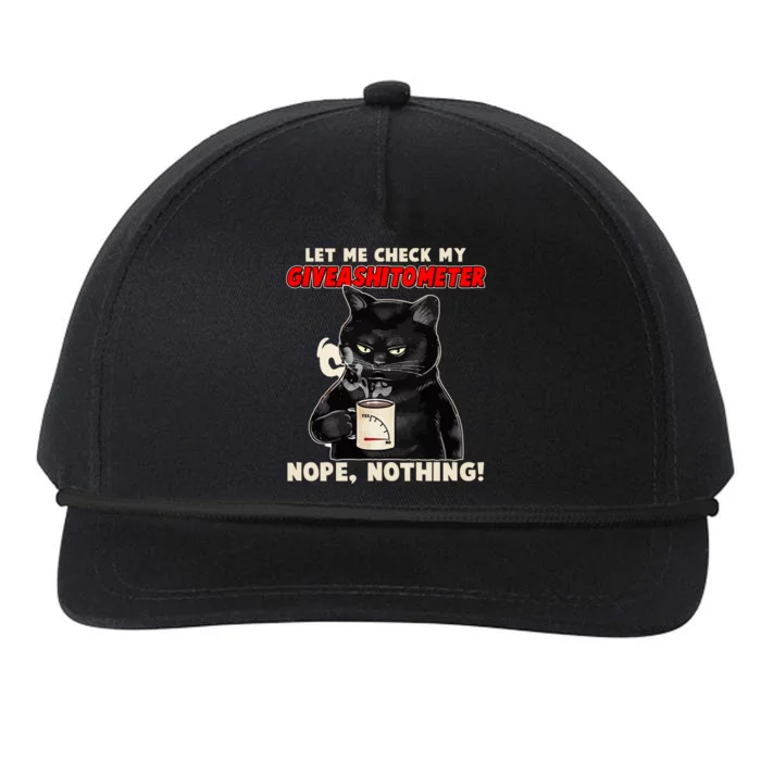 Funny Cat Let Me Check My GiveAShitOMeter Nope Nothing Snapback Five-Panel Rope Hat