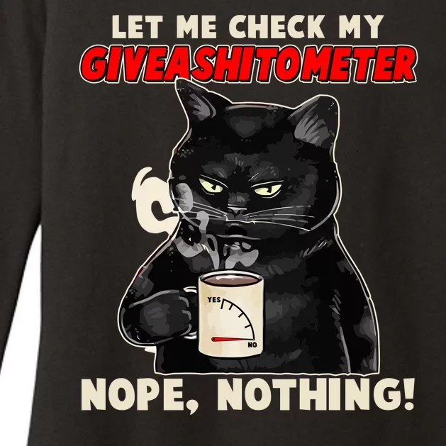 Funny Cat Let Me Check My GiveAShitOMeter Nope Nothing Womens CVC Long Sleeve Shirt