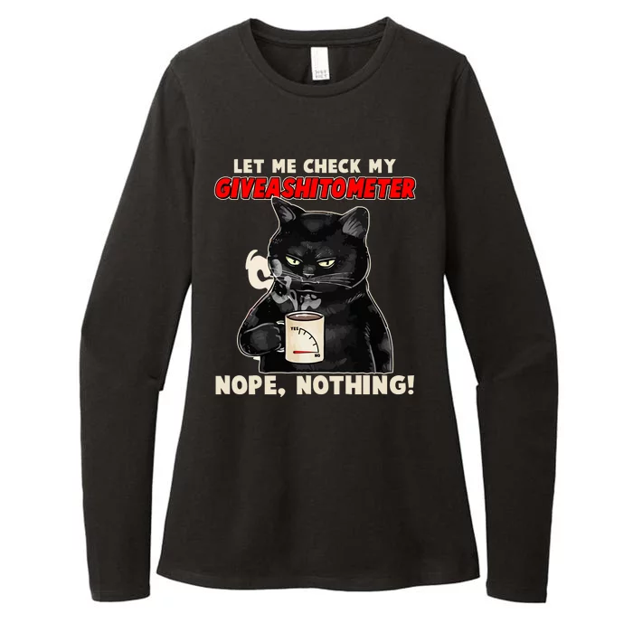 Funny Cat Let Me Check My GiveAShitOMeter Nope Nothing Womens CVC Long Sleeve Shirt