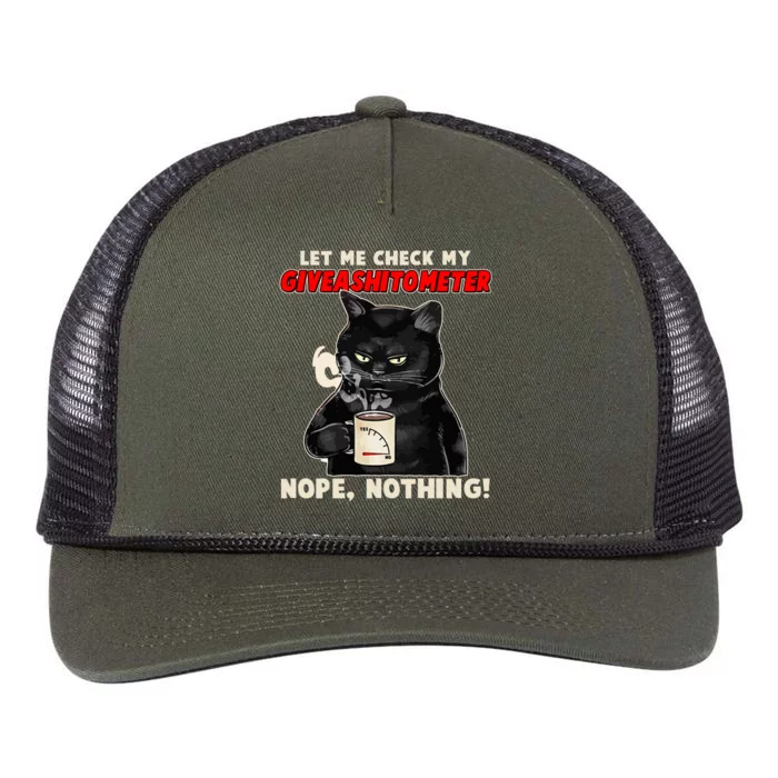 Funny Cat Let Me Check My GiveAShitOMeter Nope Nothing Retro Rope Trucker Hat Cap