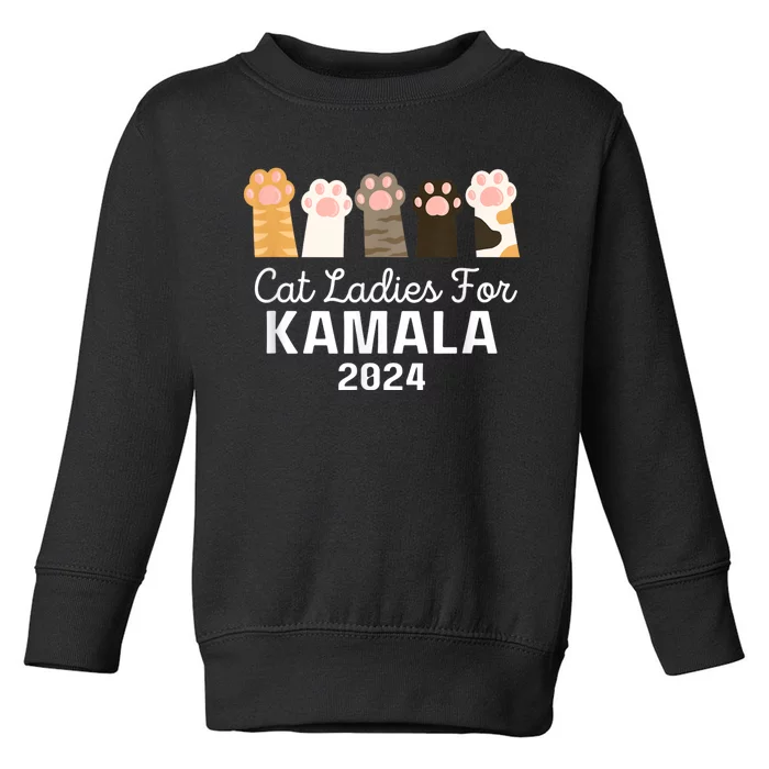 Funny Cat Ladies For Kamala Childless Cat Ladies 2024 Toddler Sweatshirt