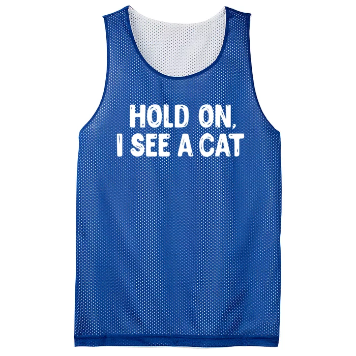 Funny Cat Lover Hold On I See A Cat Mom Lady Gift Mesh Reversible Basketball Jersey Tank