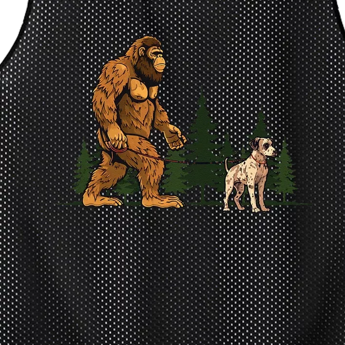 Funny Catahoula Leopard Bigfoot Dog Walking Dog Mom Dad Mesh Reversible Basketball Jersey Tank