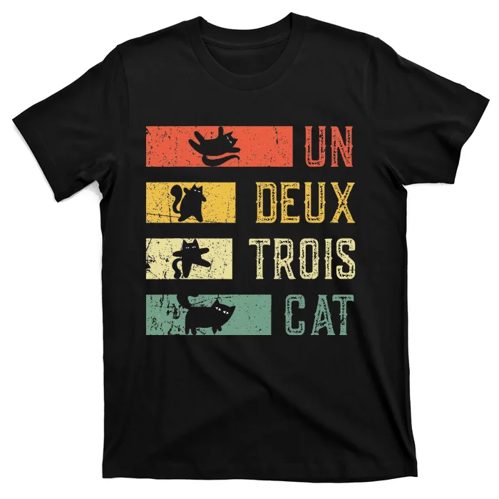 Funny Cat Lovers Vintage Retro Un Deux Trois Cat French T-Shirt