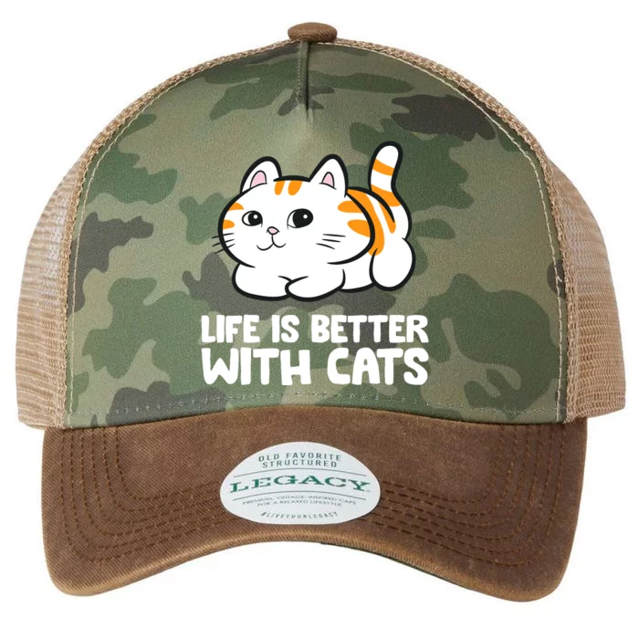 Funny Cat Lover Cute Kittens Life Is Better With Cats Legacy Tie Dye Trucker Hat