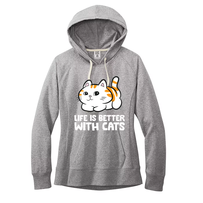 Funny Cat Lover Cute Kittens Life Is Better With Cats Women's Fleece Hoodie