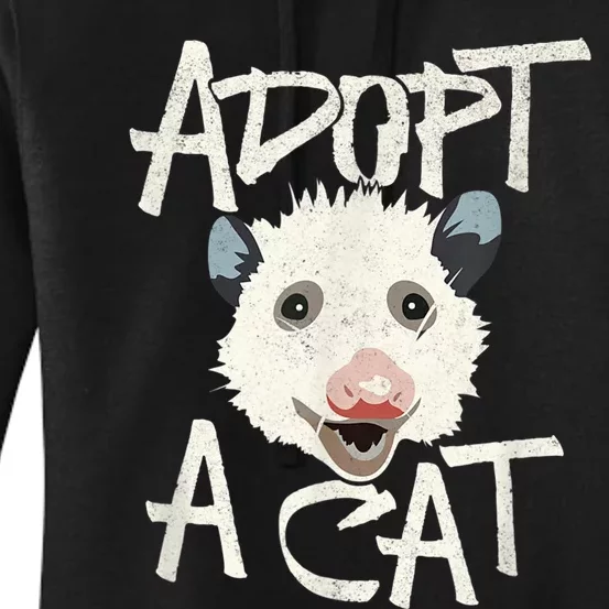 Funny Cat Lover Adopt A Cat Possum T Women's Pullover Hoodie