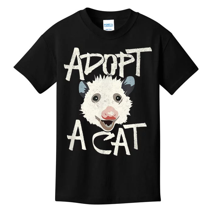 Funny Cat Lover Adopt A Cat Possum T Kids T-Shirt