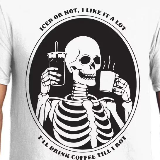 Funny Coffee Lovers Skeleton Coffee Drinker Iced Or Hot Pajama Set