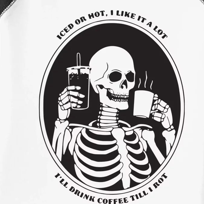 Funny Coffee Lovers Skeleton Coffee Drinker Iced Or Hot Infant Baby Jersey Bodysuit