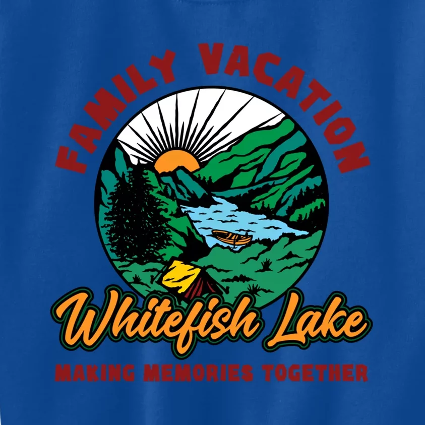 Fishing Camping Lake Family Vacation Whitefish Lake Gift Kids Sweatshirt